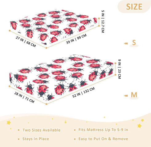 Bseiialft 52 28 Red Ladybugs Pattern Crib Sheets for Boys Girls Soft and Breathable Cotton Baby Sheets for Standard