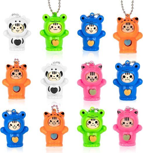ArtCreativity Face Changing Animal Keychains for Kids, Set of 12 with 4 Different Expressions