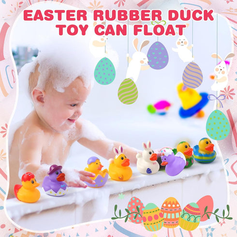 72 Pcs Easter Rubber Ducks - Easter Ducks Bag Fillers Ducking, Bathtub Toys, Party Favors, Classroom Game Prizes