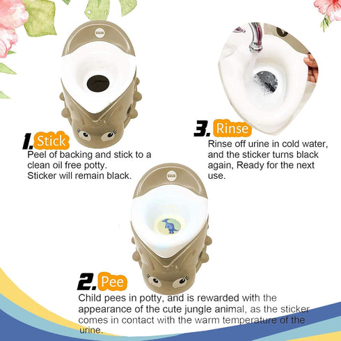 Potty Training Seat Magic Sticker - Dinosaur Color Changing Toilet Targets, 5 Pack with Free Potty eBook