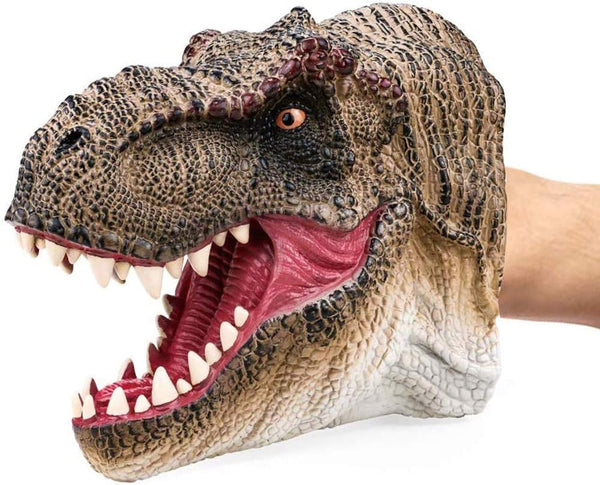 Tyrannosaurus Rex Dinosaur Hand Puppet for Boys Gift 3-12, Realistic Soft Rubber T-Rex Head Party Role Play Game