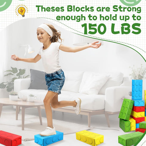 24 Pack Large Cardboard Building Blocks for Kids, Jumbo Stacking Game, 9.8" x 4.7" x 2.8"