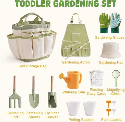 17 Set, Set ROBOTIME Kids Gardening Tools, PCS Toddler Gardening Children's Gardening Tools, Metal Kids Gardening All