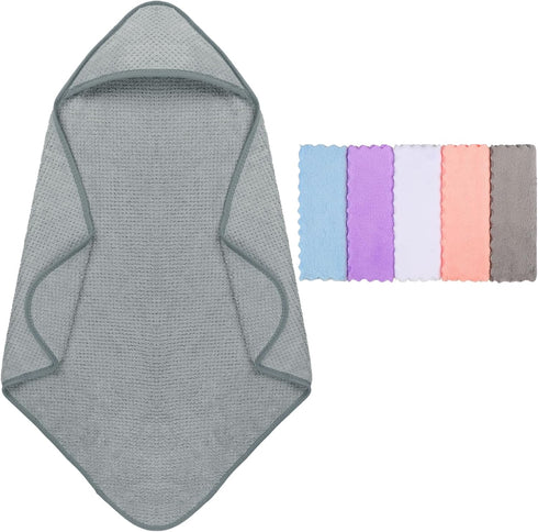 Orighty Baby Hooded Towel with Five Washcloths, 28 x 28 Inch Super