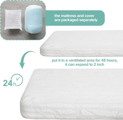 Luv4babe Pack 38" 26" Waterproof and Play Mattress Topper Pad x Fits for Graco & Baby Trend &Pamo Babe, Baby Dual Sided