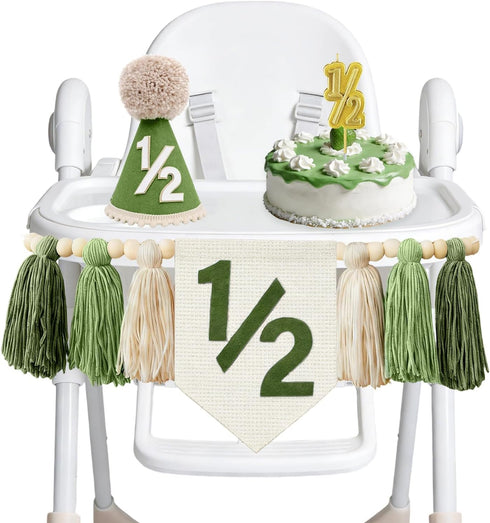 Squway 1/2 Birthday Boy High Chair Banner - 3PCS Half Birthday Decorations with