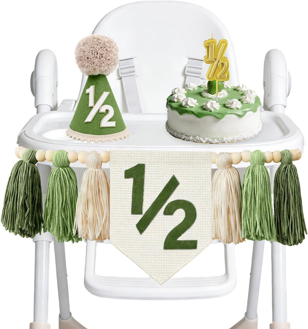 Squway 1/2 Birthday Boy High Chair Banner - 3PCS Half Birthday Decorations with