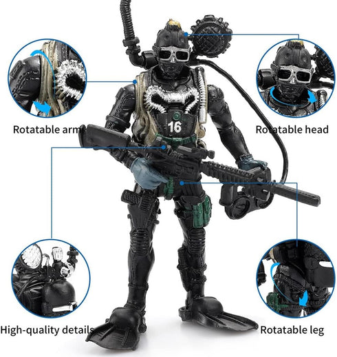12 Pack US Military Toy Soldiers Playset - Realistic Action Figures with Combat Accessories for Kids