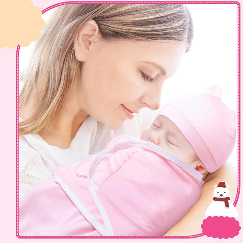 VitalCozy 8 Pack Set 0-6 Preemie Swaddle Blanket Wrap with Hat for Months Cotton Newborn Swaddle Preemie Hats Wearable