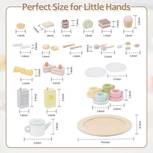 Set 34 Set 3-5, Set Wooden Tea Party for Little Girls, PCS Wooden Tea for Toddlers Pretend Play Kids Wood Tea Toy, Play