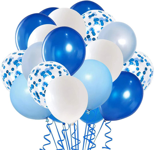 Royal Blue Confetti Latex Balloons, 50pcs 12 inch Light Blue Baby Blue