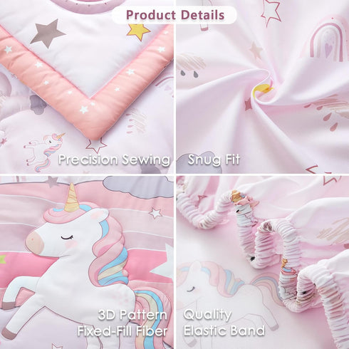 3-Piece Set Set Crib Bedding for Girls - Ultra Soft Baby Bedding Includes Crib Comforter, Sheet & Skirt (Unicorn)