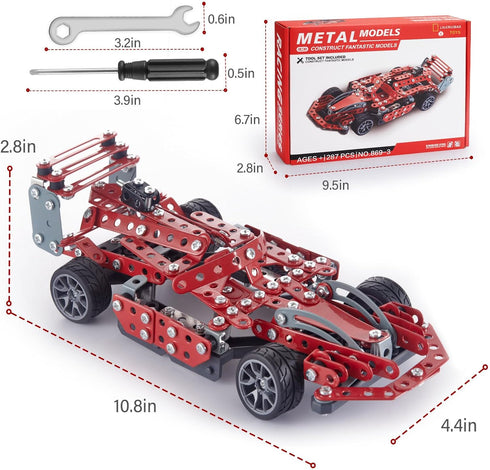 Set 287 8-12, 8 9 10 11 12-16 Building Kit Red Model Car - PCS STEM Project Building Toys for Kids Ages Assembly