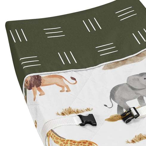 Sweet Jojo Designs Jungle Animals Boy Girl Baby Nursery Changing Pad Cover Hunter Green Yellow Grey Rust Orange Black