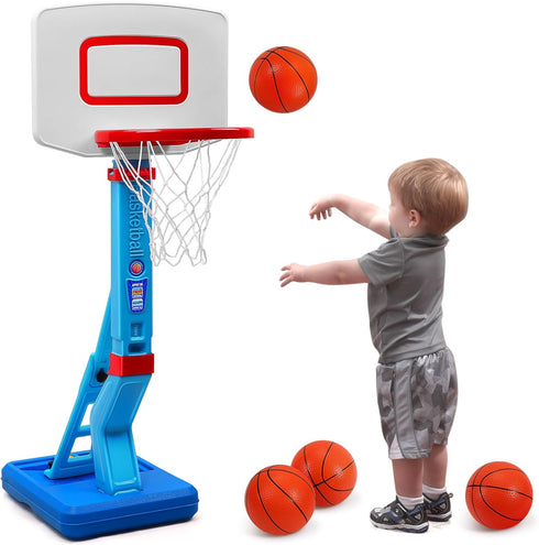 SUPER JOY Toddler Basketball Hoop - Height Adjustable Kids Basketball Hoop for Indoor Outdoor Play, Portable Goal