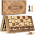 AMEROUS 15'' Magnetic Wooden Chess & Checkers Game Set -2 Extra Queens