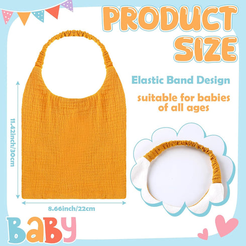 Shyyween 8 Pack Muslin Bibs Elastic Band Adjustable Bandana Drool Bibs Double Gauze Cotton Pullover for Teething