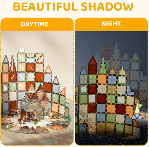 120 2 3D 3 4 5 6 7 8 9+ HarworLife PCS Magnetic Tiles, Diamond Magnet Tiles with Cars Magnetic Blocks STEM Toys Kids