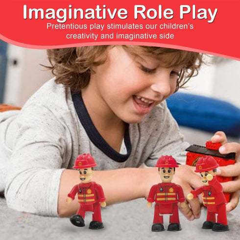 FUNERICA Toy Fireman Action Figures for Kids, Firefighter Figurines Community Helpers Toys for Fire Station Playset