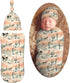 Western Cowgirls and Desert Newborn Swaddle Blankets Hat Sets Soft Baby Receiving