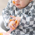 Bumkins Sleeved Bib for Baby and Toddler, Essential Must Have for Eating, Feeding, 6-24 Mos, Long Sleeve Charcoal Check