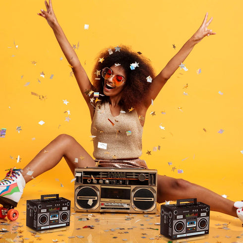 Sumind 80s Boombox Decorations Novelty Boom Favor Boxes, Retro Hip Hop Theme Party Favors (6 Pieces)
