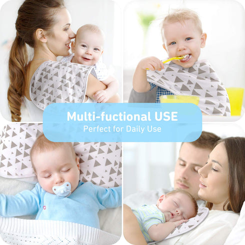 5 Pack Set, Burp Cloths for Baby Boys and Girls - Combed Cotton Baby Burp Extra Absorbent & Soft Burping Cloth, Burp