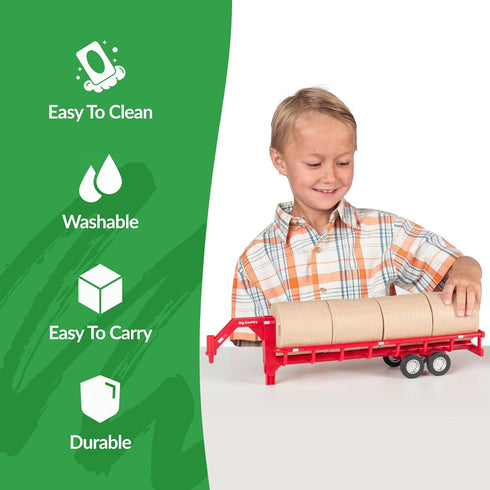 Country Big Toys Hay Trailer with Gooseneck Trailer Hitch, Fun Add-On for Farm Toys & Toy Trucks