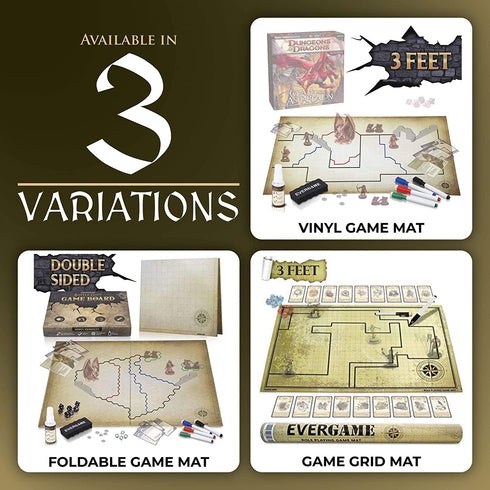 Dungeons & Dragons Game Mat (23x27): Ultimate DND Board Game Battle Map with Dice Set