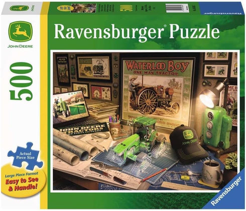 Ravensburger John Deere Work Desk 500 Pieces Large Format Jigsaw Puzzle for Adults - 16838 - Every Piece is Unique, Softclick Technology Means Pieces Fit Together