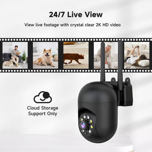 JAIOTlink 2K 2.4/5GHz 360 2-Way Security Camera Wired, Home WiFi Camera, PTZ Baby Monitor with Color Night Vision