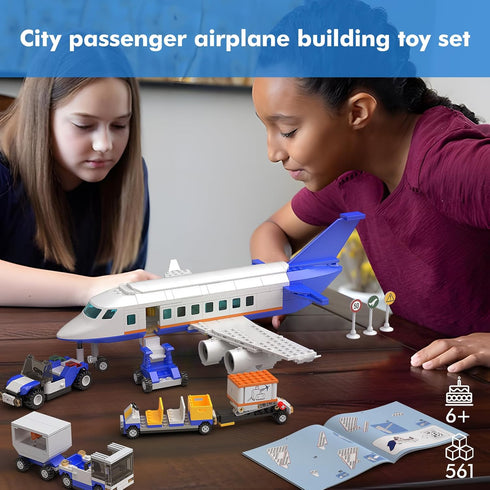 City Passenger Airplane Building Set, Compatible with Lego Plane Blocks Toy, Fun Airport Gift
