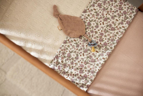 Jollein 100% Crib/Toddler Bed Fitted Sheet in Wild Rose - Cotton