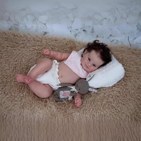 Wamdoll 20Inches Rooted Hair Sweet Smiling Real Life Reborn Baby Dolls Crafted in Vinyl Full Body Anatomically Correct