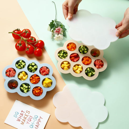 3-Pack 10 1oz/1.5-2 PandaEar Silicone Baby Food Freezer Trays with Lids - Small Portions per Tray (Approx. tbsp)