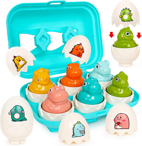 Dinosaur Matching Eggs Toys for Toddlers, Sensory Fun Educational Learning Puzzle Games for 1-3 Years Old Boys Girls