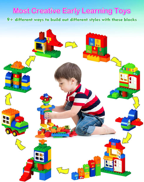 Large Building Blocks Set, 94 Pcs Classic STEM Toy Bricks for Kids Early Learning