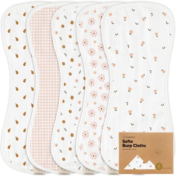 5-Pack Muslin Burp Cloths Baby Boy, Girl - Very Absorbent Baby Burp