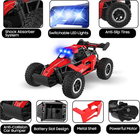 3 4 5 6 7+, 20 2.4GHz 2WD Remote Control Car for Kids KM/H High-Speed RC Cars with LED Lights, Monster Truck Toys,Toy