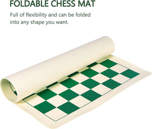 Roll Up Vinyl Chess Board Tournament 15.5" - Lightweight Non-Slip Portable Professional Club Chess Mat