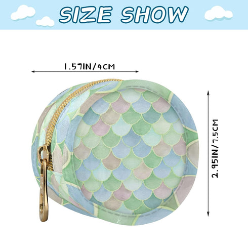 PYBUG Watercolor Scallop Round Pacifier Storage Case, Polyester & TPU Lined with Hook Buckle, Pacifier Container Box