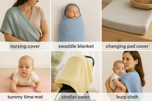 SUNSHINE & SNUGGLES 100% 2- Pack Soft Cotton Swaddles for Newborns, - Large, Breathable Baby Blanket - Versatile