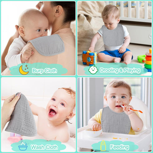 Accmor 6 Pack Soft Cotton Baby Bibs for Infants - Ideal for Drooling and Teething