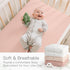100% 2 Pack 52x28 Inches Organic Cotton Muslin Baby Fitted Crib Sheets Cream&Muted Pink, Ultra Breathable and Soft