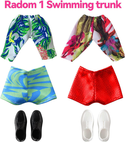 Babeilei 13 11.5 Inch 5 5 2 Swimming Pieces Doll Clothes and Accories for Boy Doll Outfit, Random Tops, Pants, Pairs