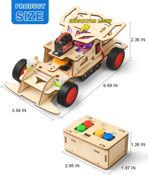 Poraxy STEM Kits for Kids age 8-12, Building Remote Control Car, Wooden Model Kits, Educational Crafts