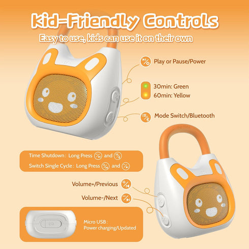120+ alilo Pocket Bunny Portable Kids Music Player, Musical Toys for Toddlers, Preloaded Stories/Music/Lullabies/White