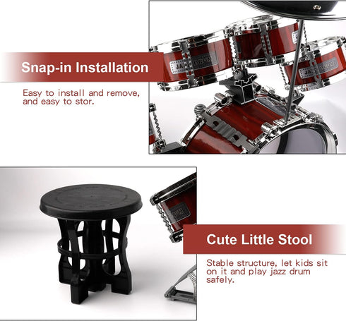 M SANMERSEN Toddler Drum Kit - Kids Toy Jazz Drum Set with 5 Drums and Stool, Musical Instruments Gift for Boys & Girls