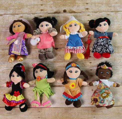 Soft Plush Around The World Dolls, 8 Pack, 8"