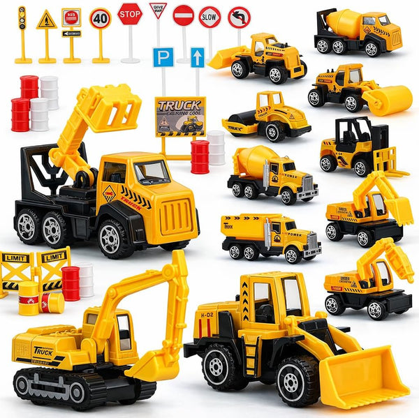 TOY Life 35 PCS Construction Toys, Toy Trucks for Kids Ages 4-8,